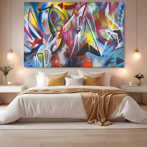Tablou Canvas Premium LuxCanva® A1210, Graffiti Blue , Decorativ, Living, Arta Stradala, Colorat, Hol, Culori Vibrante