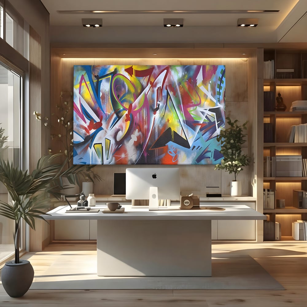 Tablou Canvas Premium LuxCanva® A1210, Graffiti Blue , Decorativ, Living, Arta Stradala, Colorat, Hol, Culori Vibrante