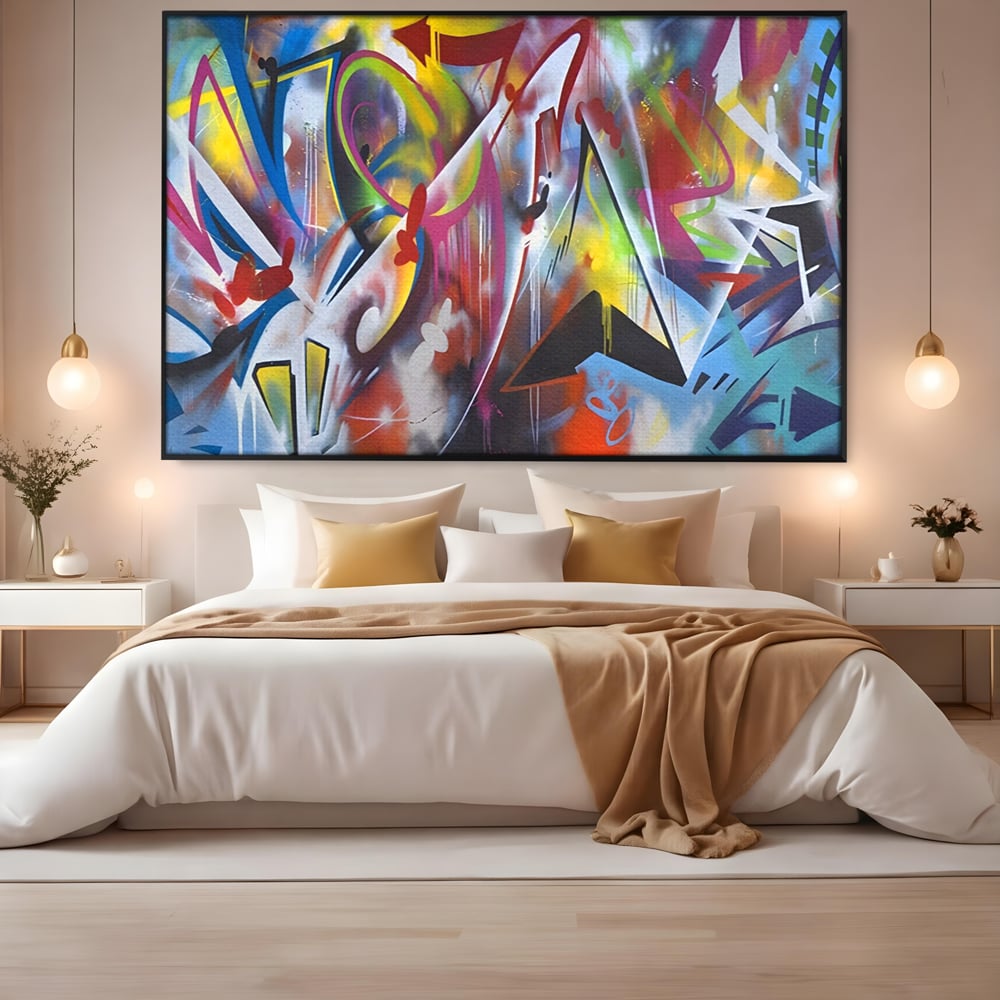 Tablou Canvas Premium LuxCanva® A1210, Graffiti Blue , Decorativ, Living, Arta Stradala, Colorat, Hol, Culori Vibrante