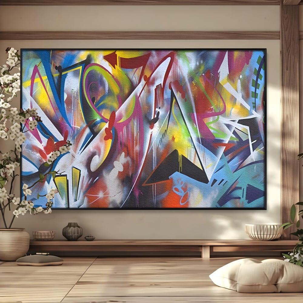 Tablou Canvas Premium LuxCanva® A1210, Graffiti Blue , Decorativ, Living, Arta Stradala, Colorat, Hol, Culori Vibrante