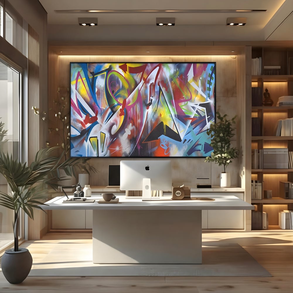Tablou Canvas Premium LuxCanva® A1210, Graffiti Blue , Decorativ, Living, Arta Stradala, Colorat, Hol, Culori Vibrante