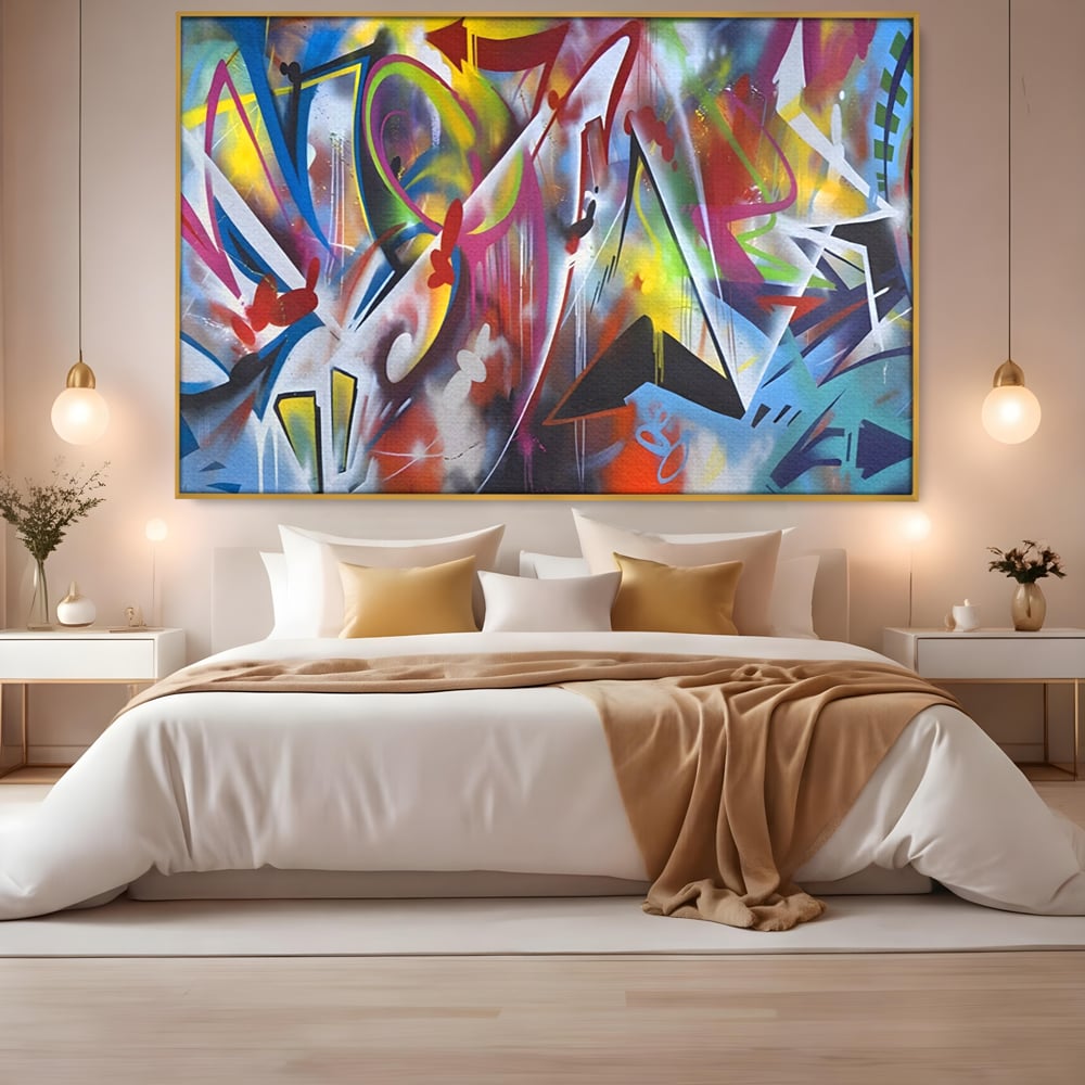 Tablou Canvas Premium LuxCanva® A1210, Graffiti Blue , Decorativ, Living, Arta Stradala, Colorat, Hol, Culori Vibrante