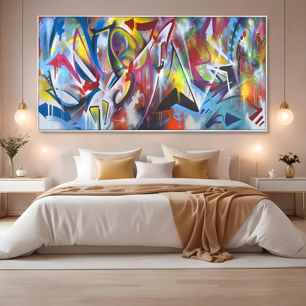 Tablou Canvas Premium LuxCanva® A1210, Graffiti Blue , Decorativ, Living, Arta Stradala, Colorat, Hol, Culori Vibrante