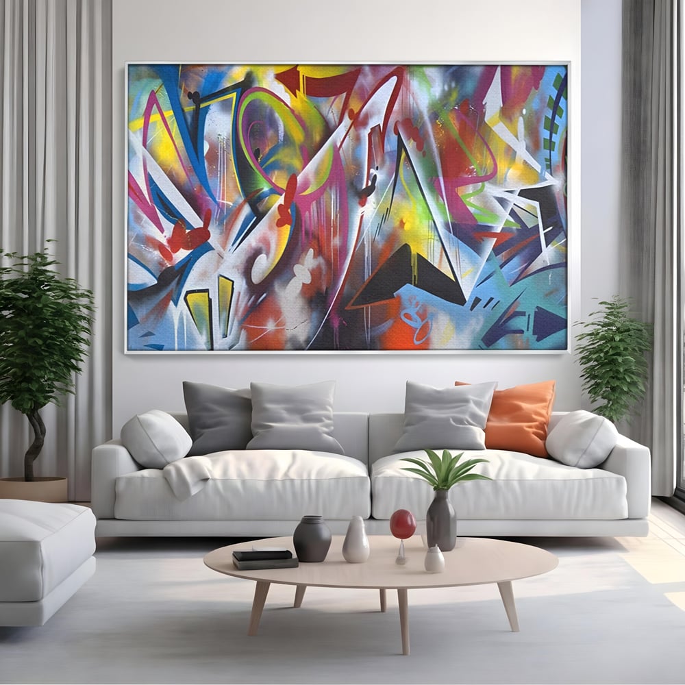 Tablou Canvas Premium LuxCanva® A1210, Graffiti Blue , Decorativ, Living, Arta Stradala, Colorat, Hol, Culori Vibrante