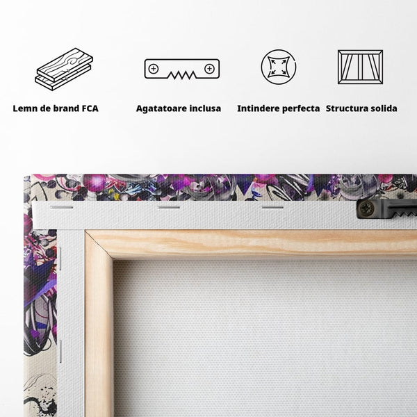 Tablou Canvas Premium LuxCanva® A1213, Art Flowers ,  Decorativ, Living, Colorat, Flori, Inimi, Mov, Dormitor, Culori Vibrante