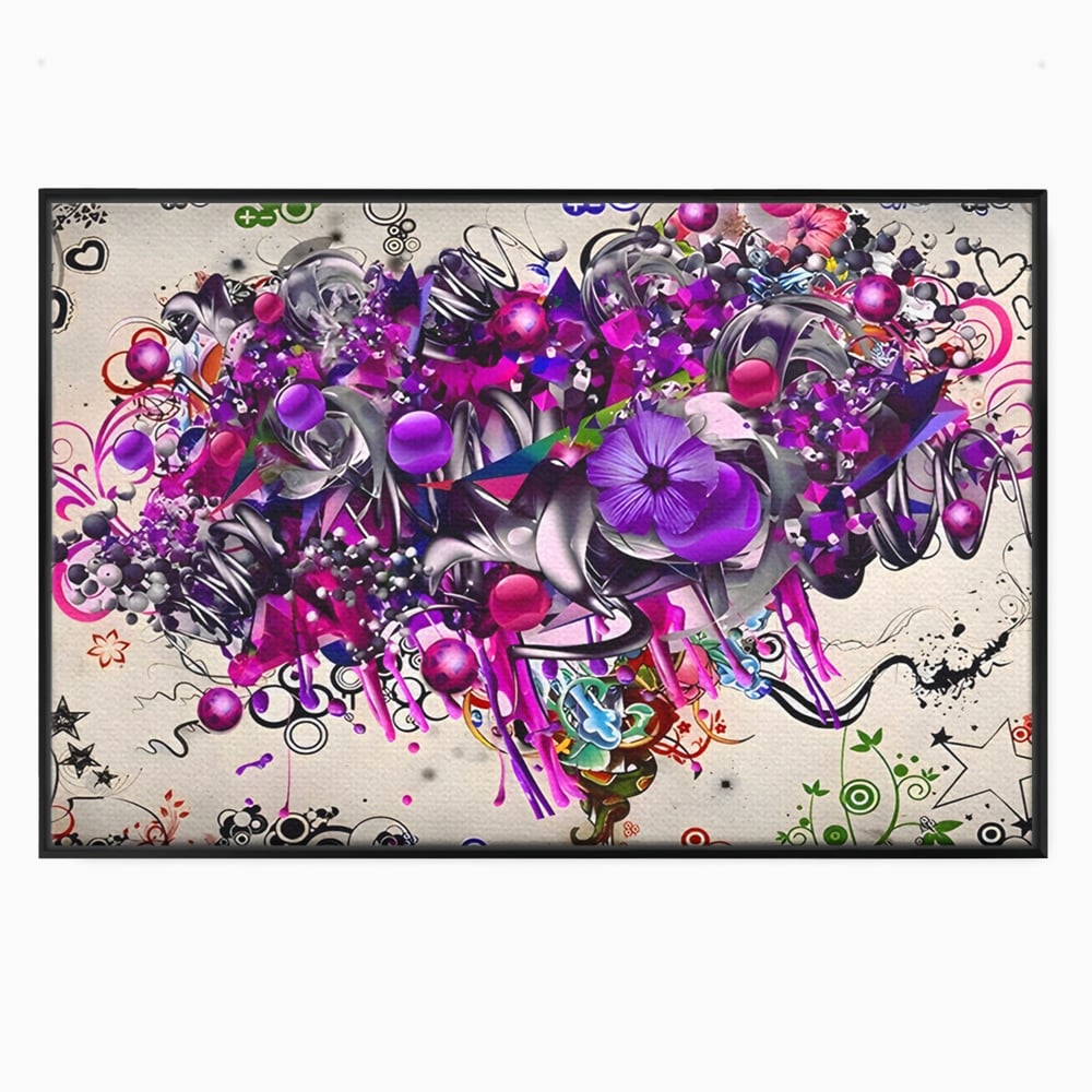 Tablou Canvas Premium LuxCanva® A1213, Art Flowers ,  Decorativ, Living, Colorat, Flori, Inimi, Mov, Dormitor, Culori Vibrante
