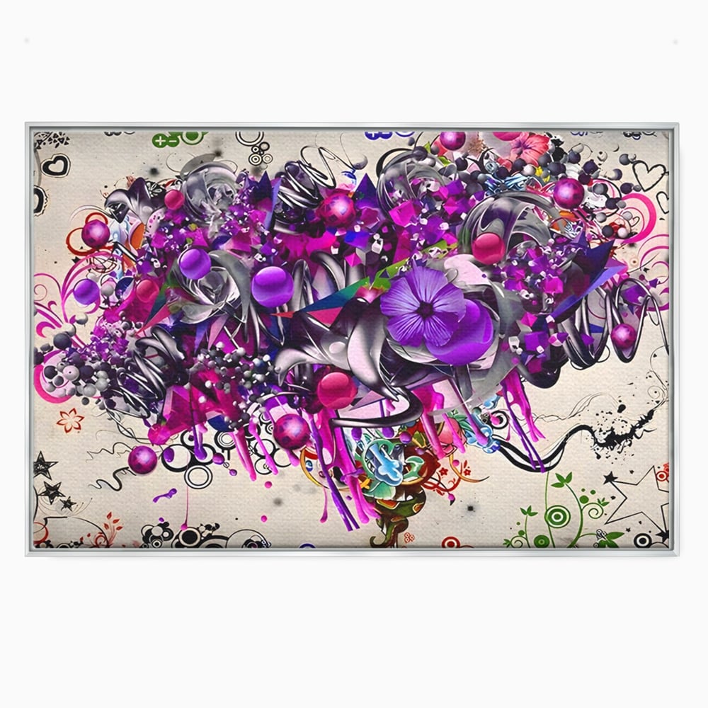 Tablou Canvas Premium LuxCanva® A1213, Art Flowers ,  Decorativ, Living, Colorat, Flori, Inimi, Mov, Dormitor, Culori Vibrante