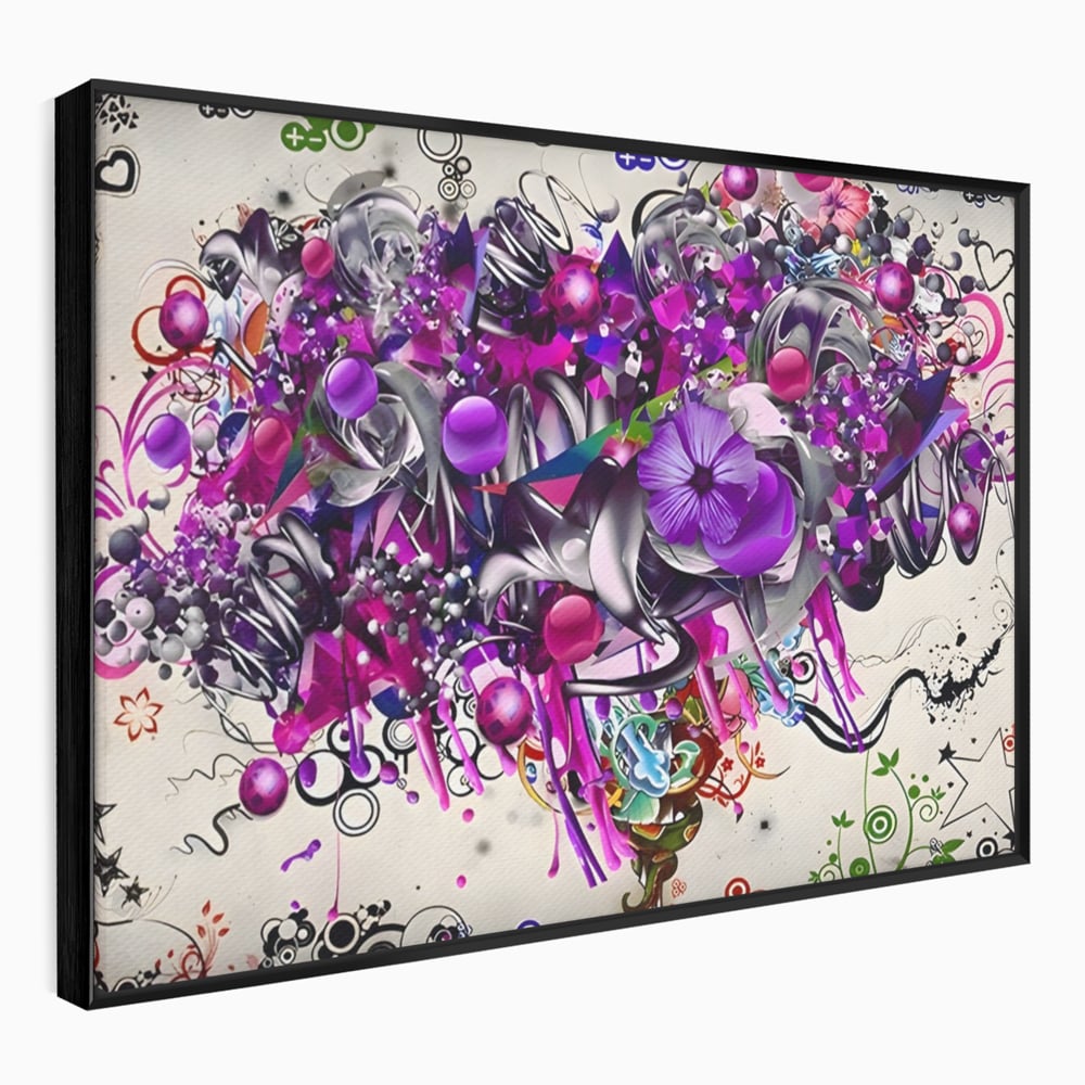 Tablou Canvas Premium LuxCanva® A1213, Art Flowers ,  Decorativ, Living, Colorat, Flori, Inimi, Mov, Dormitor, Culori Vibrante