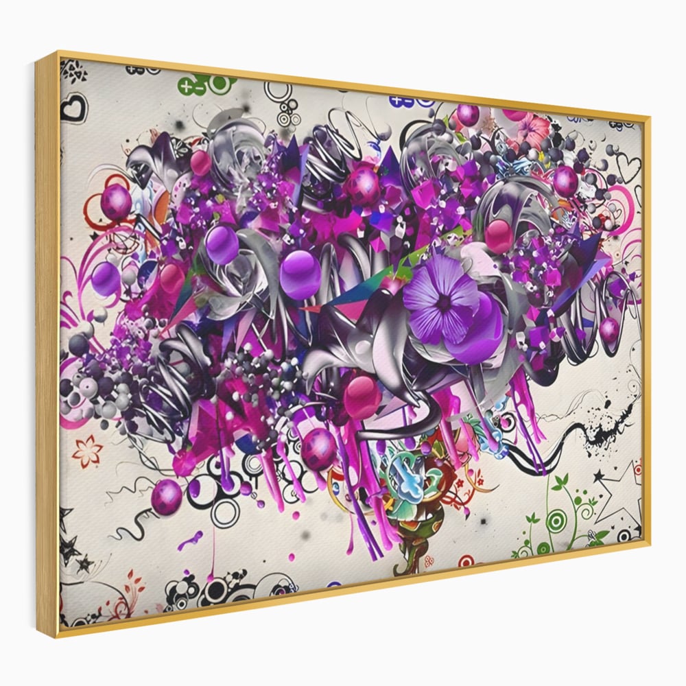 Tablou Canvas Premium LuxCanva® A1213, Art Flowers ,  Decorativ, Living, Colorat, Flori, Inimi, Mov, Dormitor, Culori Vibrante