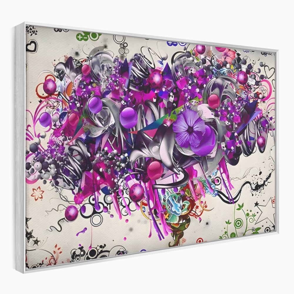 Tablou Canvas Premium LuxCanva® A1213, Art Flowers ,  Decorativ, Living, Colorat, Flori, Inimi, Mov, Dormitor, Culori Vibrante
