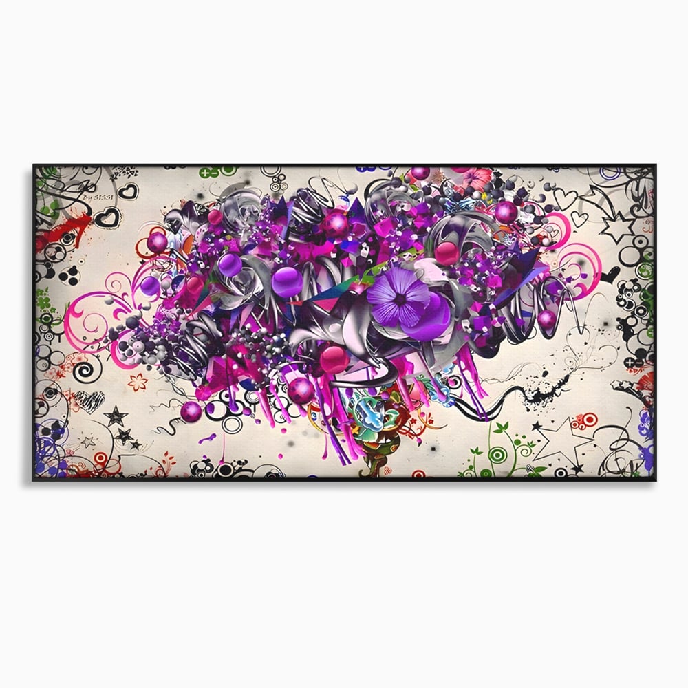 Tablou Canvas Premium LuxCanva® A1213, Art Flowers ,  Decorativ, Living, Colorat, Flori, Inimi, Mov, Dormitor, Culori Vibrante
