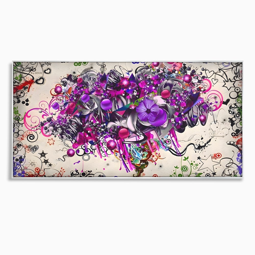Tablou Canvas Premium LuxCanva® A1213, Art Flowers ,  Decorativ, Living, Colorat, Flori, Inimi, Mov, Dormitor, Culori Vibrante