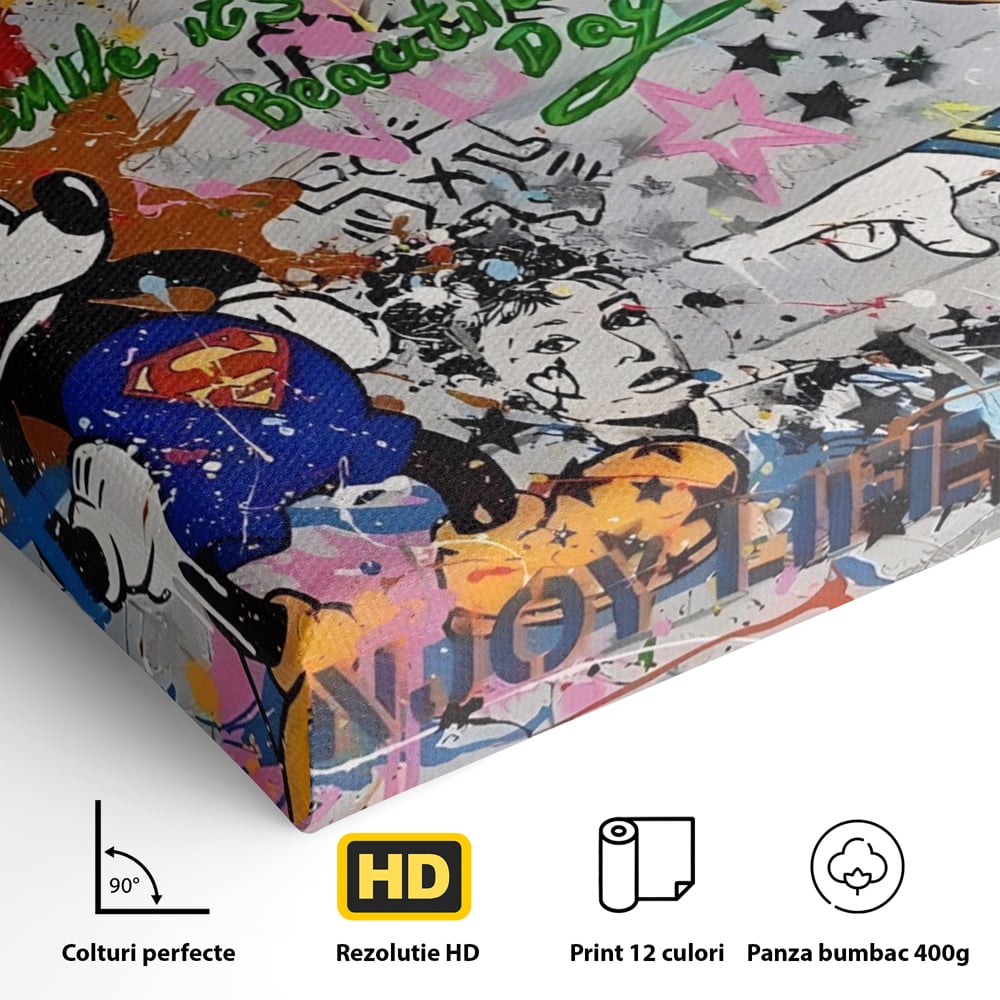 Tablou Canvas Premium LuxCanva® A1214, Smile! , Decorativ, Camera Copil, Desene Animate, Mickey Mouse, Dormitor, Culori Vibrante