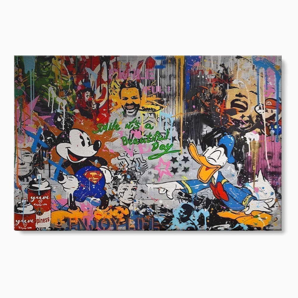 Tablou Canvas Premium LuxCanva® A1214, Smile! , Decorativ, Camera Copil, Desene Animate, Mickey Mouse, Dormitor, Culori Vibrante