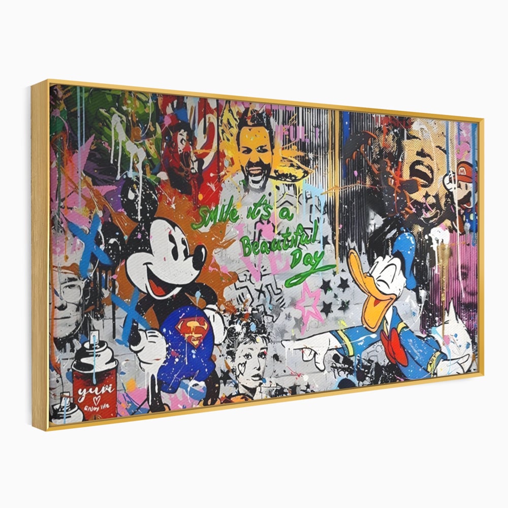Tablou Canvas Premium LuxCanva® A1214, Smile! , Decorativ, Camera Copil, Desene Animate, Mickey Mouse, Dormitor, Culori Vibrante