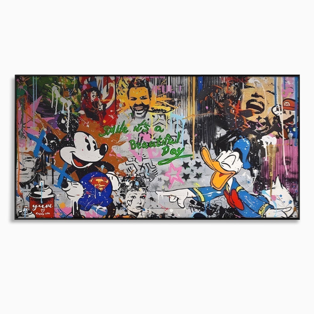 Tablou Canvas Premium LuxCanva® A1214, Smile! , Decorativ, Camera Copil, Desene Animate, Mickey Mouse, Dormitor, Culori Vibrante