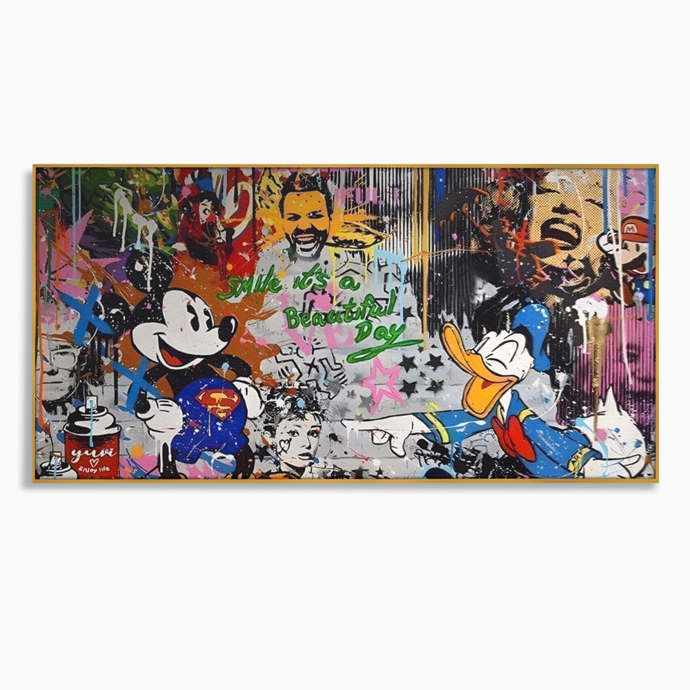 Tablou Canvas Premium LuxCanva® A1214, Smile! , Decorativ, Camera Copil, Desene Animate, Mickey Mouse, Dormitor, Culori Vibrante