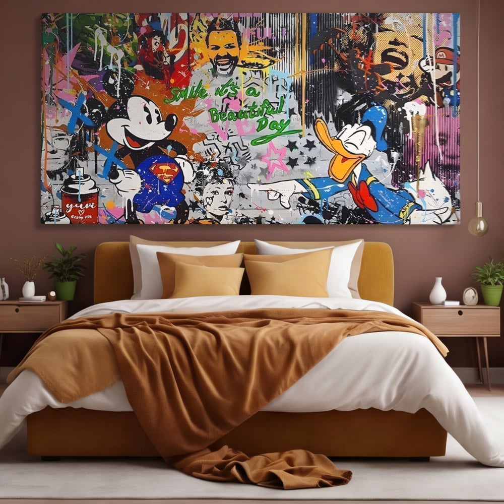 Tablou Canvas Premium LuxCanva® A1214, Smile! , Decorativ, Camera Copil, Desene Animate, Mickey Mouse, Dormitor, Culori Vibrante