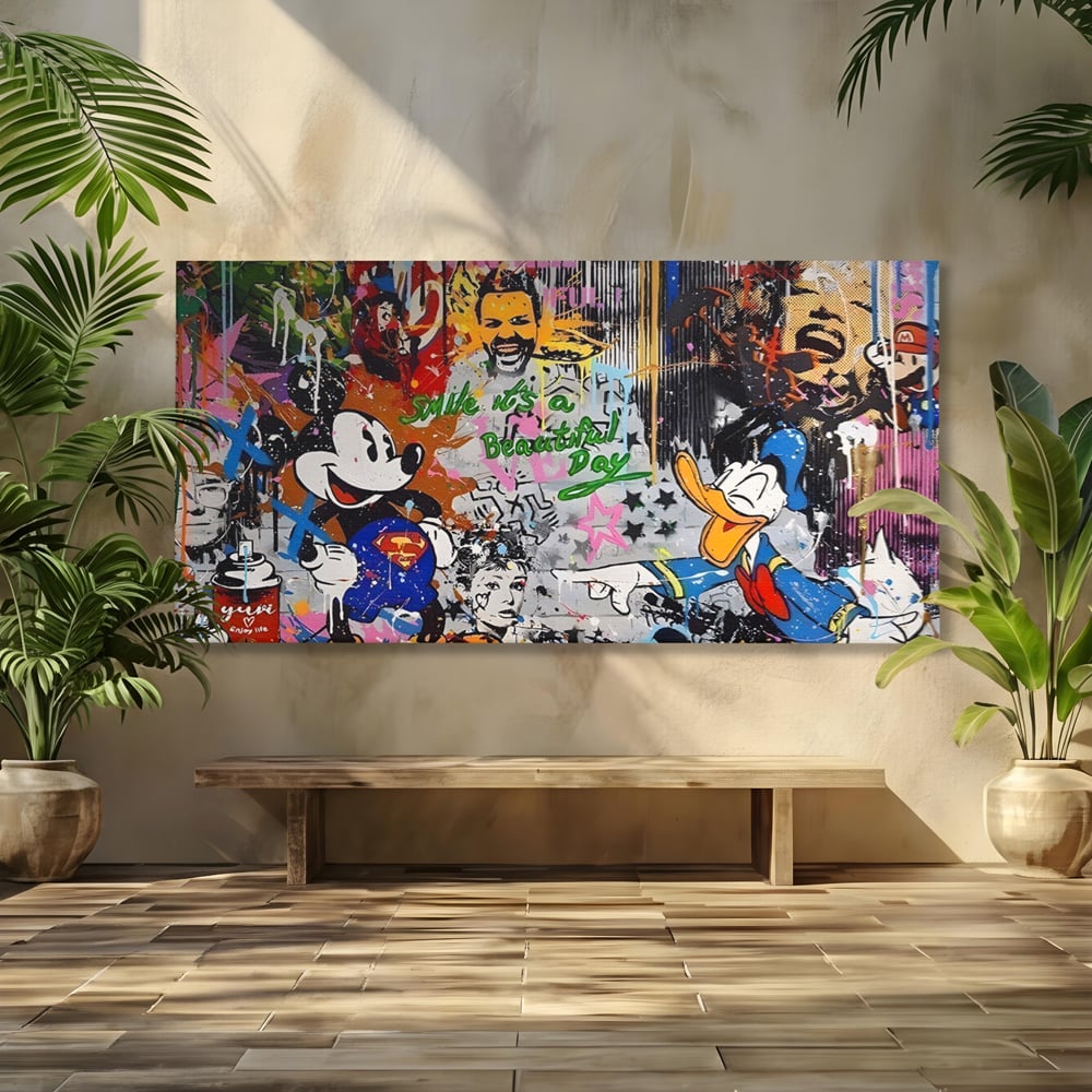Tablou Canvas Premium LuxCanva® A1214, Smile! , Decorativ, Camera Copil, Desene Animate, Mickey Mouse, Dormitor, Culori Vibrante