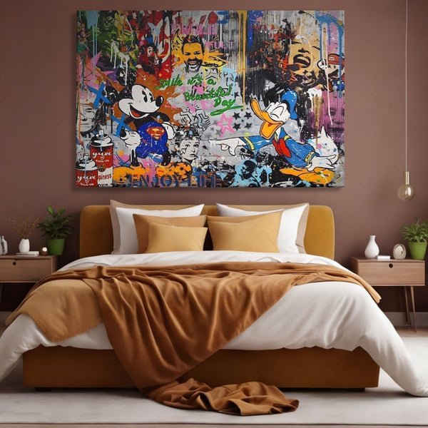 Tablou Canvas Premium LuxCanva® A1214, Smile! , Decorativ, Camera Copil, Desene Animate, Mickey Mouse, Dormitor, Culori Vibrante