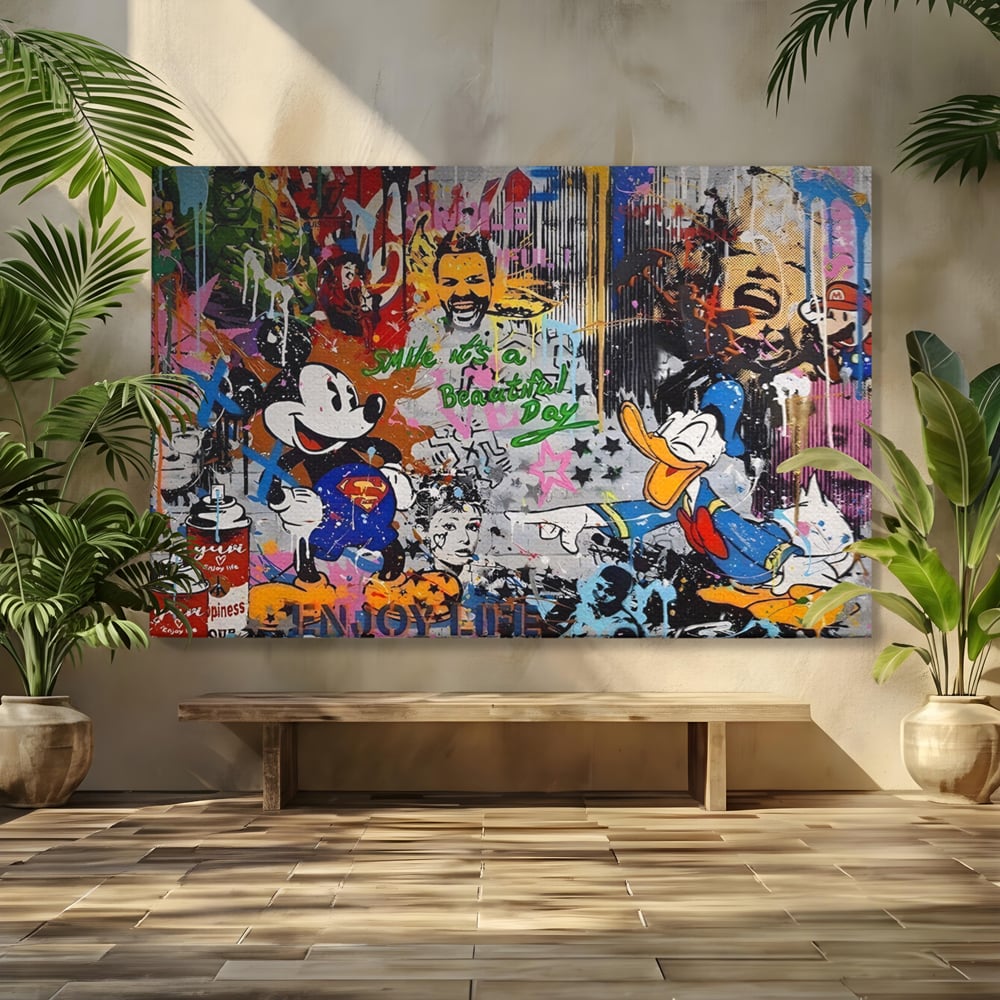 Tablou Canvas Premium LuxCanva® A1214, Smile! , Decorativ, Camera Copil, Desene Animate, Mickey Mouse, Dormitor, Culori Vibrante