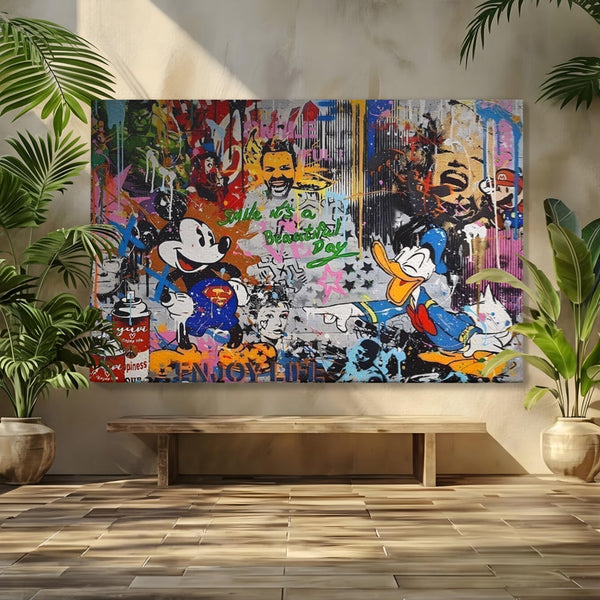 Tablou Canvas Premium LuxCanva® A1214, Smile! , Decorativ, Camera Copil, Desene Animate, Mickey Mouse, Dormitor, Culori Vibrante