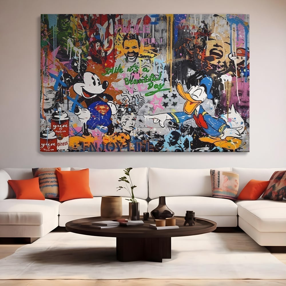 Tablou Canvas Premium LuxCanva® A1214, Smile! , Decorativ, Camera Copil, Desene Animate, Mickey Mouse, Dormitor, Culori Vibrante