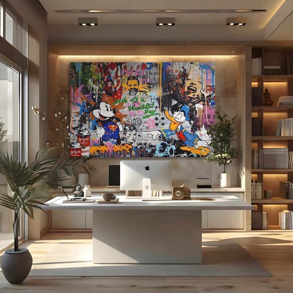 Tablou Canvas Premium LuxCanva® A1214, Smile! , Decorativ, Camera Copil, Desene Animate, Mickey Mouse, Dormitor, Culori Vibrante