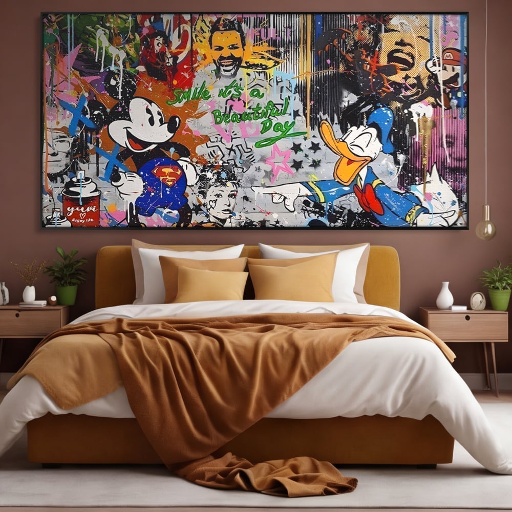 Tablou Canvas Premium LuxCanva® A1214, Smile! , Decorativ, Camera Copil, Desene Animate, Mickey Mouse, Dormitor, Culori Vibrante
