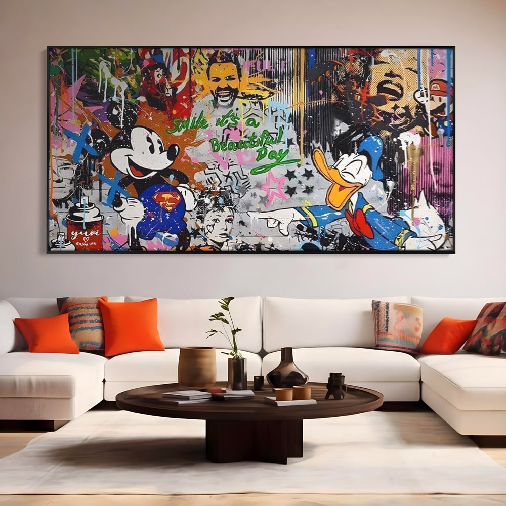 Tablou Canvas Premium LuxCanva® A1214, Smile! , Decorativ, Camera Copil, Desene Animate, Mickey Mouse, Dormitor, Culori Vibrante