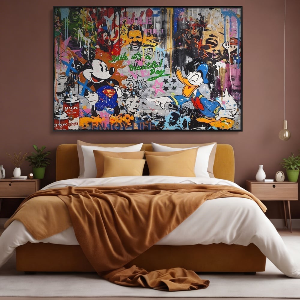 Tablou Canvas Premium LuxCanva® A1214, Smile! , Decorativ, Camera Copil, Desene Animate, Mickey Mouse, Dormitor, Culori Vibrante