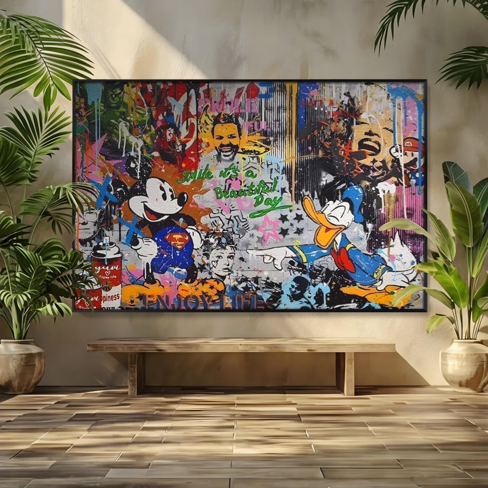 Tablou Canvas Premium LuxCanva® A1214, Smile! , Decorativ, Camera Copil, Desene Animate, Mickey Mouse, Dormitor, Culori Vibrante