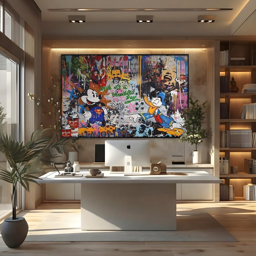 Tablou Canvas Premium LuxCanva® A1214, Smile! , Decorativ, Camera Copil, Desene Animate, Mickey Mouse, Dormitor, Culori Vibrante