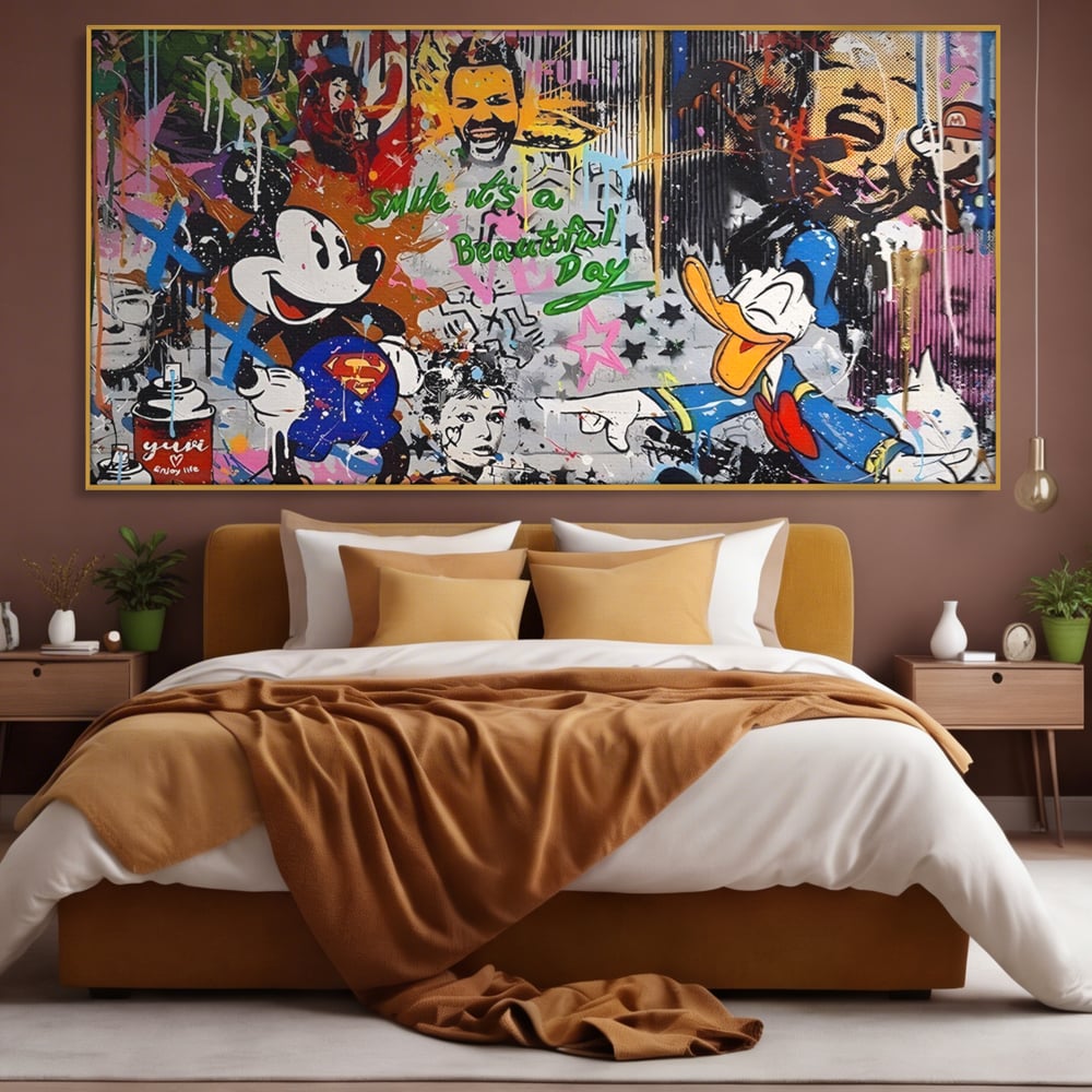 Tablou Canvas Premium LuxCanva® A1214, Smile! , Decorativ, Camera Copil, Desene Animate, Mickey Mouse, Dormitor, Culori Vibrante