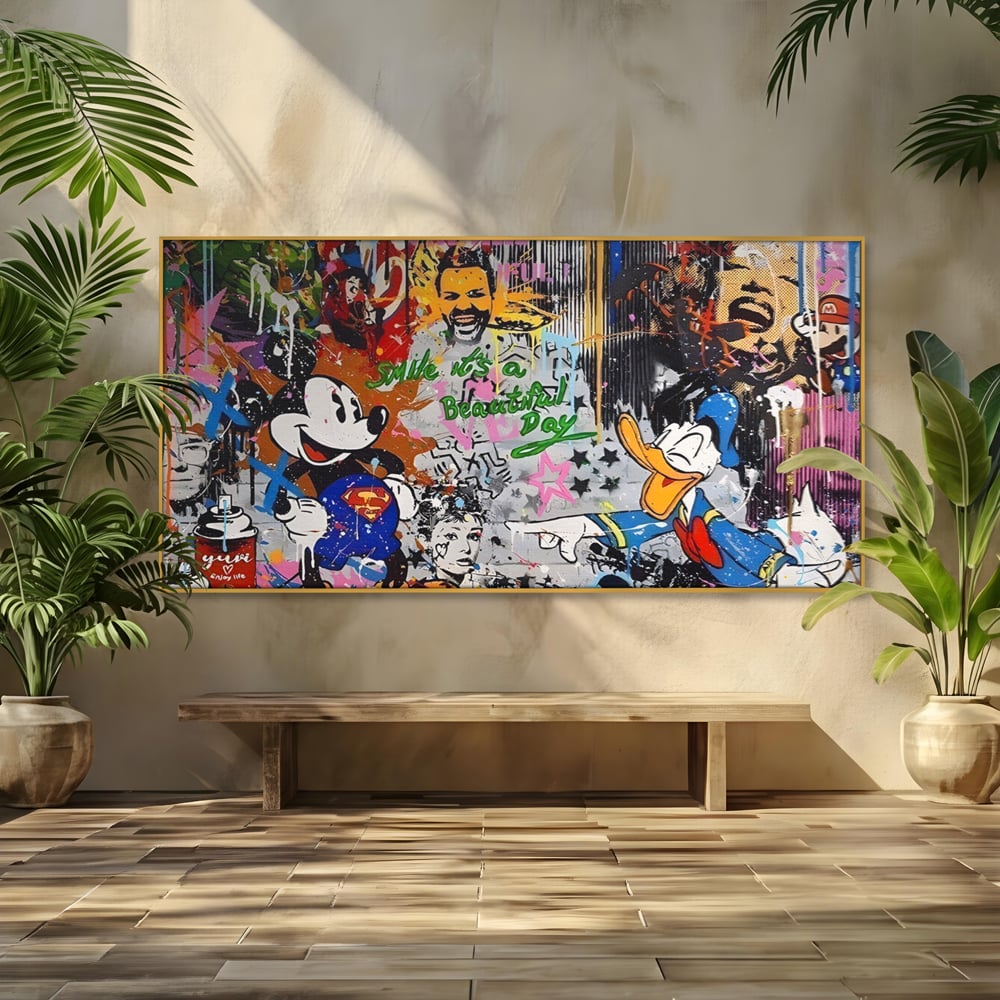 Tablou Canvas Premium LuxCanva® A1214, Smile! , Decorativ, Camera Copil, Desene Animate, Mickey Mouse, Dormitor, Culori Vibrante