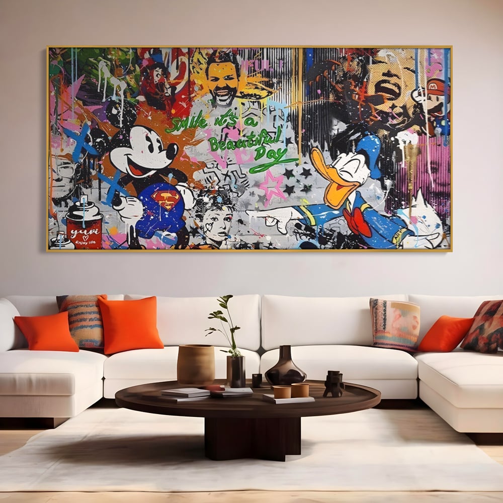 Tablou Canvas Premium LuxCanva® A1214, Smile! , Decorativ, Camera Copil, Desene Animate, Mickey Mouse, Dormitor, Culori Vibrante