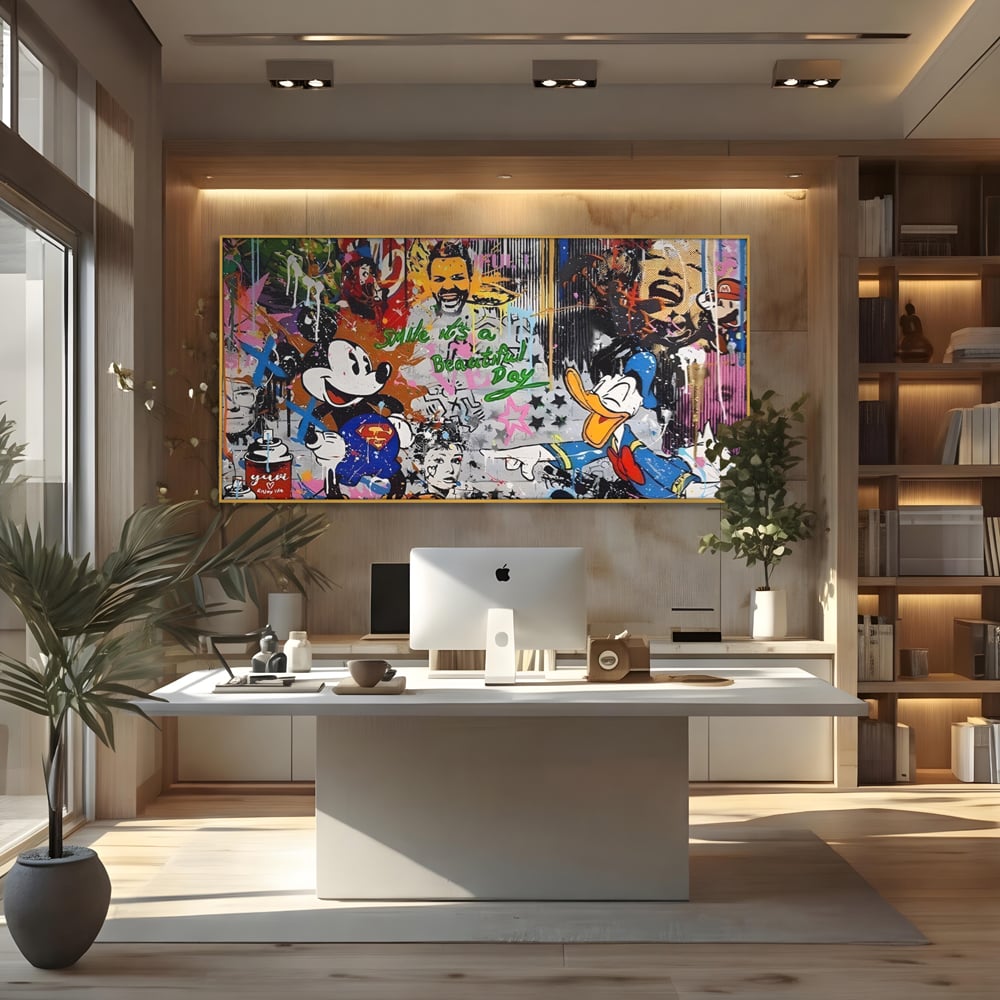 Tablou Canvas Premium LuxCanva® A1214, Smile! , Decorativ, Camera Copil, Desene Animate, Mickey Mouse, Dormitor, Culori Vibrante