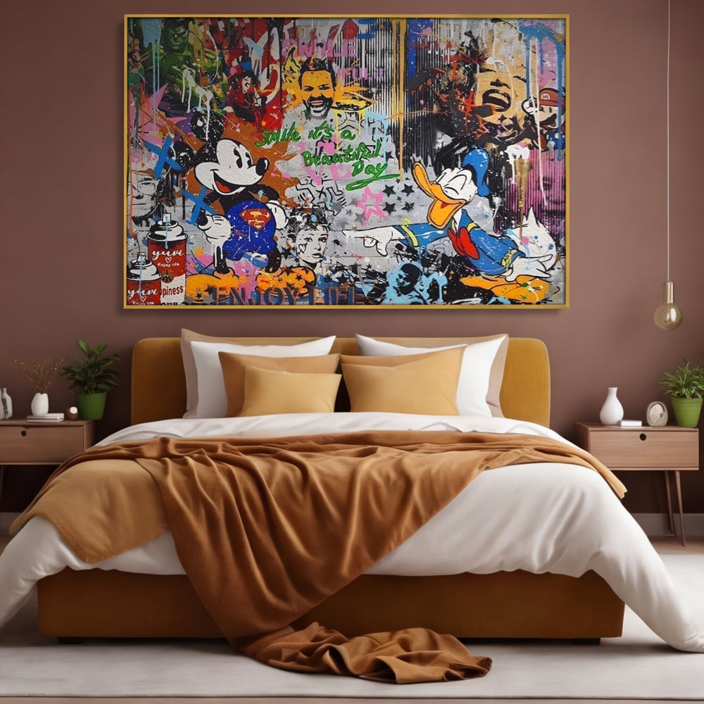 Tablou Canvas Premium LuxCanva® A1214, Smile! , Decorativ, Camera Copil, Desene Animate, Mickey Mouse, Dormitor, Culori Vibrante