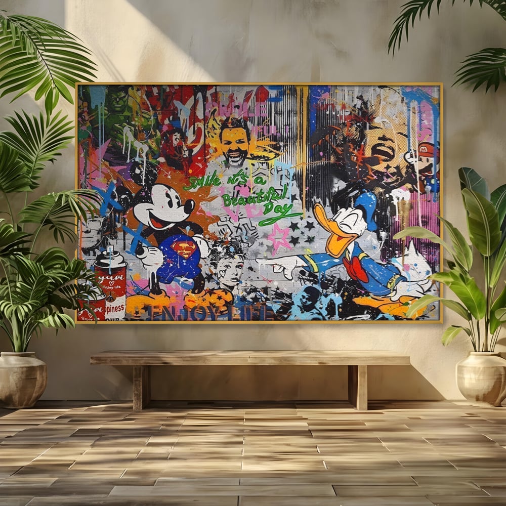 Tablou Canvas Premium LuxCanva® A1214, Smile! , Decorativ, Camera Copil, Desene Animate, Mickey Mouse, Dormitor, Culori Vibrante