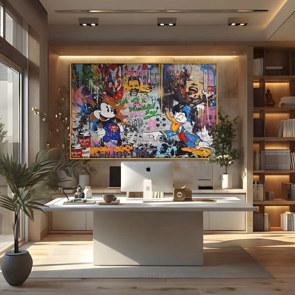 Tablou Canvas Premium LuxCanva® A1214, Smile! , Decorativ, Camera Copil, Desene Animate, Mickey Mouse, Dormitor, Culori Vibrante