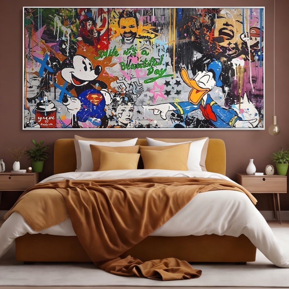 Tablou Canvas Premium LuxCanva® A1214, Smile! , Decorativ, Camera Copil, Desene Animate, Mickey Mouse, Dormitor, Culori Vibrante