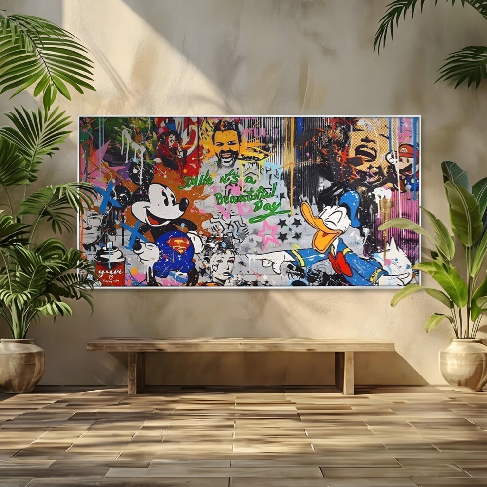 Tablou Canvas Premium LuxCanva® A1214, Smile! , Decorativ, Camera Copil, Desene Animate, Mickey Mouse, Dormitor, Culori Vibrante