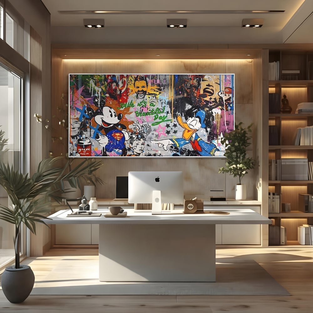 Tablou Canvas Premium LuxCanva® A1214, Smile! , Decorativ, Camera Copil, Desene Animate, Mickey Mouse, Dormitor, Culori Vibrante