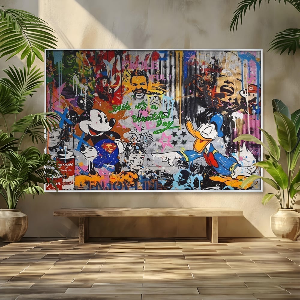 Tablou Canvas Premium LuxCanva® A1214, Smile! , Decorativ, Camera Copil, Desene Animate, Mickey Mouse, Dormitor, Culori Vibrante