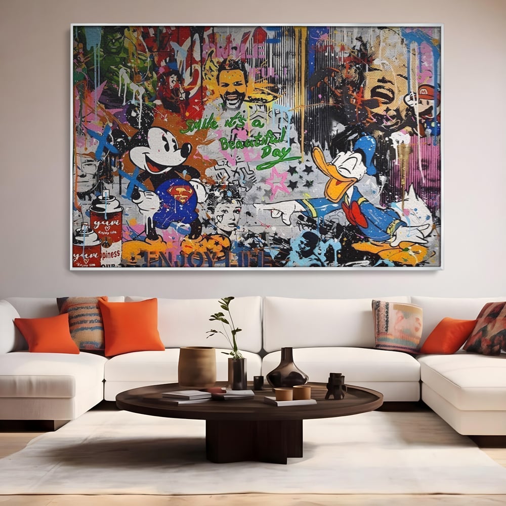 Tablou Canvas Premium LuxCanva® A1214, Smile! , Decorativ, Camera Copil, Desene Animate, Mickey Mouse, Dormitor, Culori Vibrante