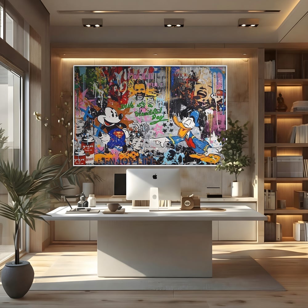 Tablou Canvas Premium LuxCanva® A1214, Smile! , Decorativ, Camera Copil, Desene Animate, Mickey Mouse, Dormitor, Culori Vibrante