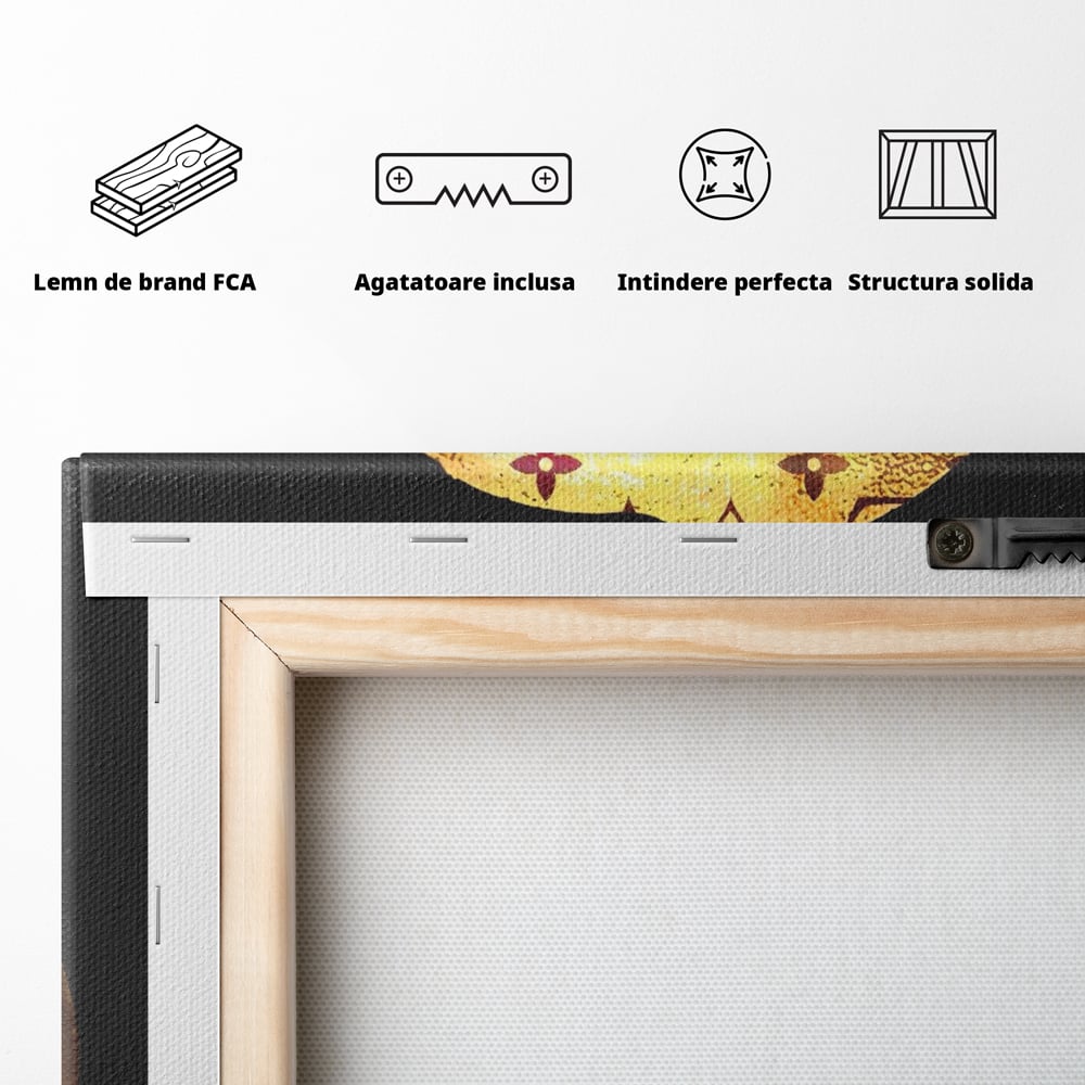 Tablou Canvas Premium, LuxCanva® A1216, Lips Vuitton, Decorativ, Dressing, Luxury Brands, Buze, Gold, Louis Vuitton, Living, Culori Vibrante