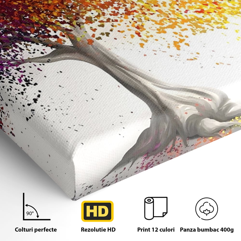 Tablou Canvas Premium LuxCanva® A1217, Copac Colorat , Decorativ, Dressing, Pom, Multicolor, Arbore, Living, Culori Vibrante
