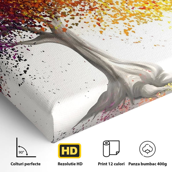 Tablou Canvas Premium LuxCanva® A1217, Copac Colorat , Decorativ, Dressing, Pom, Multicolor, Arbore, Living, Culori Vibrante