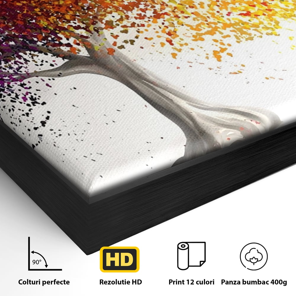 Tablou Canvas Premium LuxCanva® A1217, Copac Colorat , Decorativ, Dressing, Pom, Multicolor, Arbore, Living, Culori Vibrante